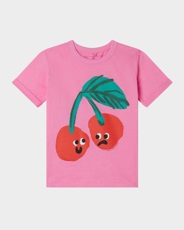 Girl's Happy Cherries Cotton T-Shirt, Size 4-10